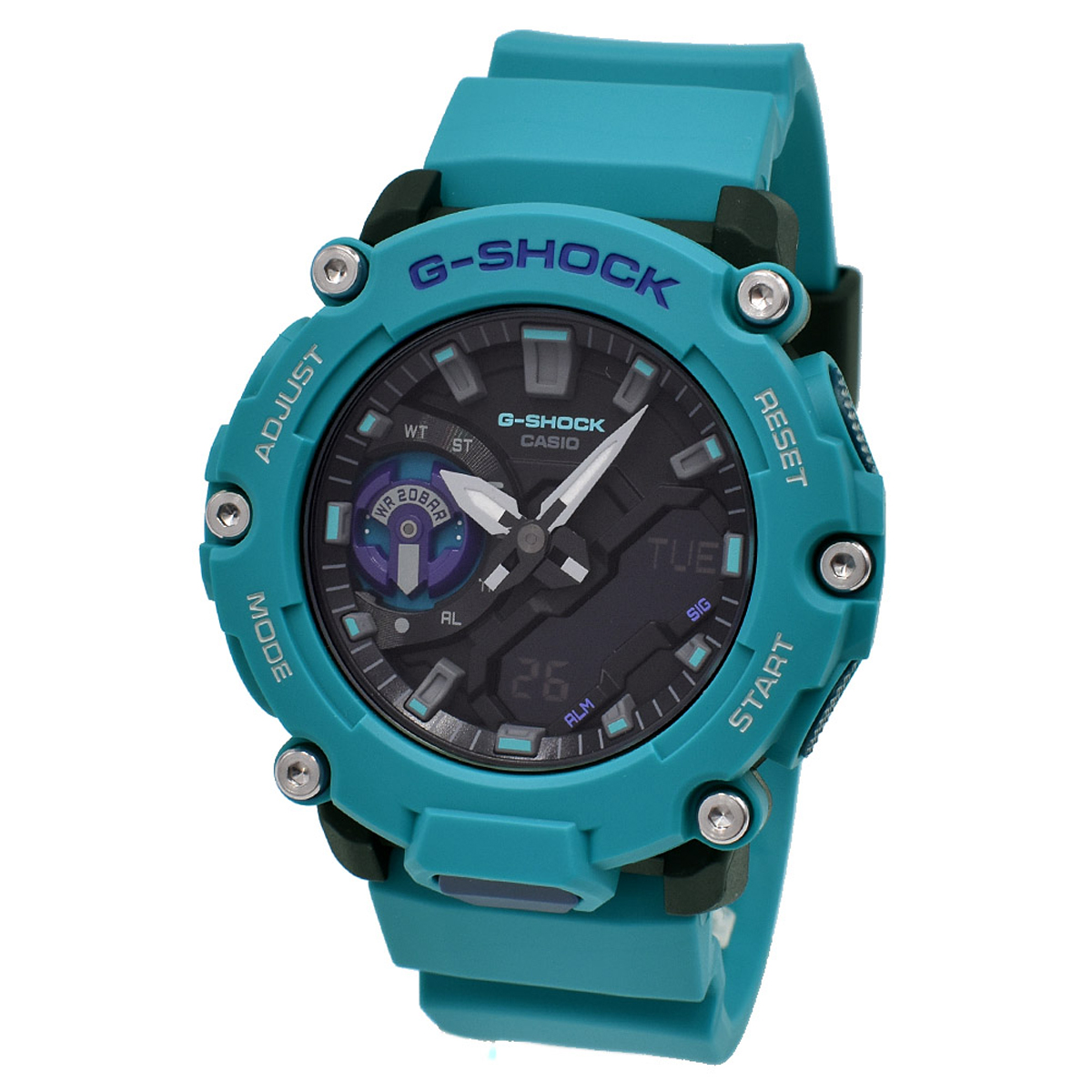 カシオ CASIO 腕時計 G-SHOCK Gショック GA-2200-2A ANALOG-DIGITAL 2200 SERIES アナデジ時計 メンズ ブラック+ブルー 海外正規品腕時計