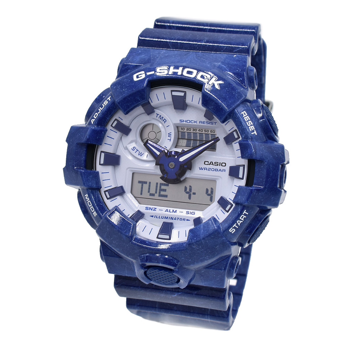 カシオ CASIO 腕時計 G-SHOCK Gショック GA-700BWP-2A ANALOG-DIGITAL GA-700 SERIES アナデジ 時計 メンズ ホワイト+ブルー 海外正規品
