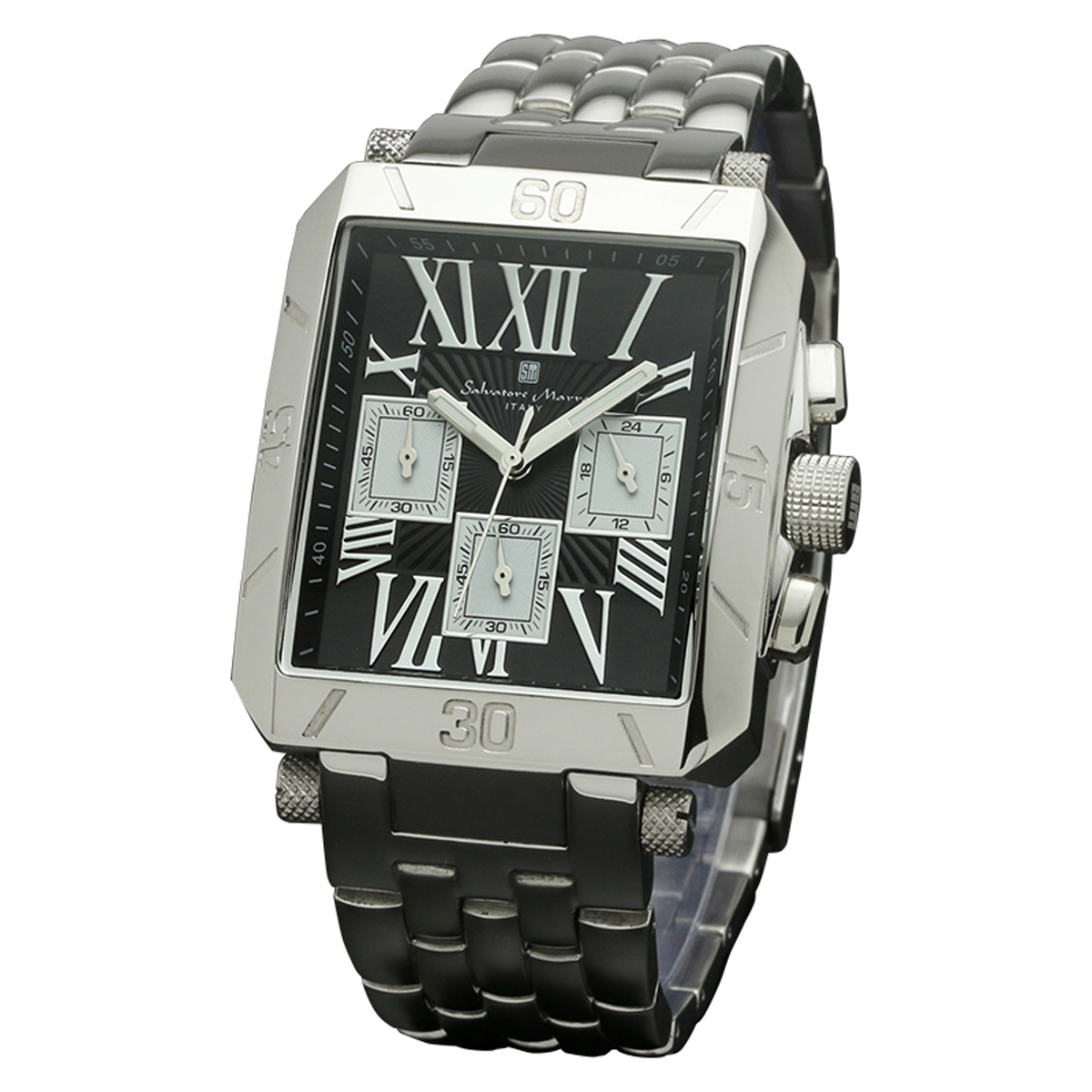 サルバトーレマーラ Salavatore Marra 腕時計 SM17117-SSBKSV クオーツ クロノグラフ メンズ腕時計 ステンレスベルト ローマ数字 腕時計