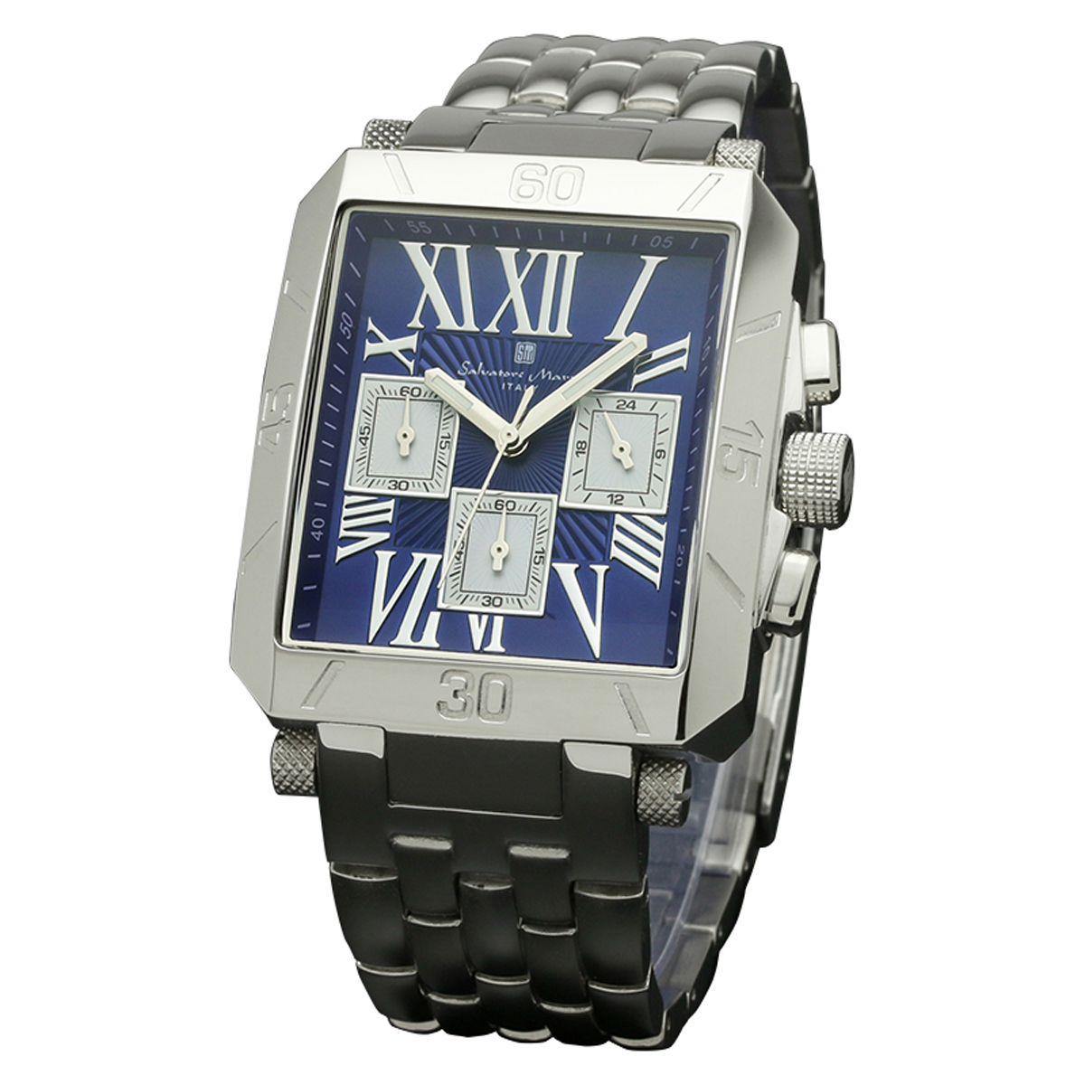 サルバトーレマーラ Salavatore Marra 腕時計 SM17117-SSBLSV クオーツ クロノグラフ メンズ腕時計 ステンレスベルト ローマ数字 腕時計