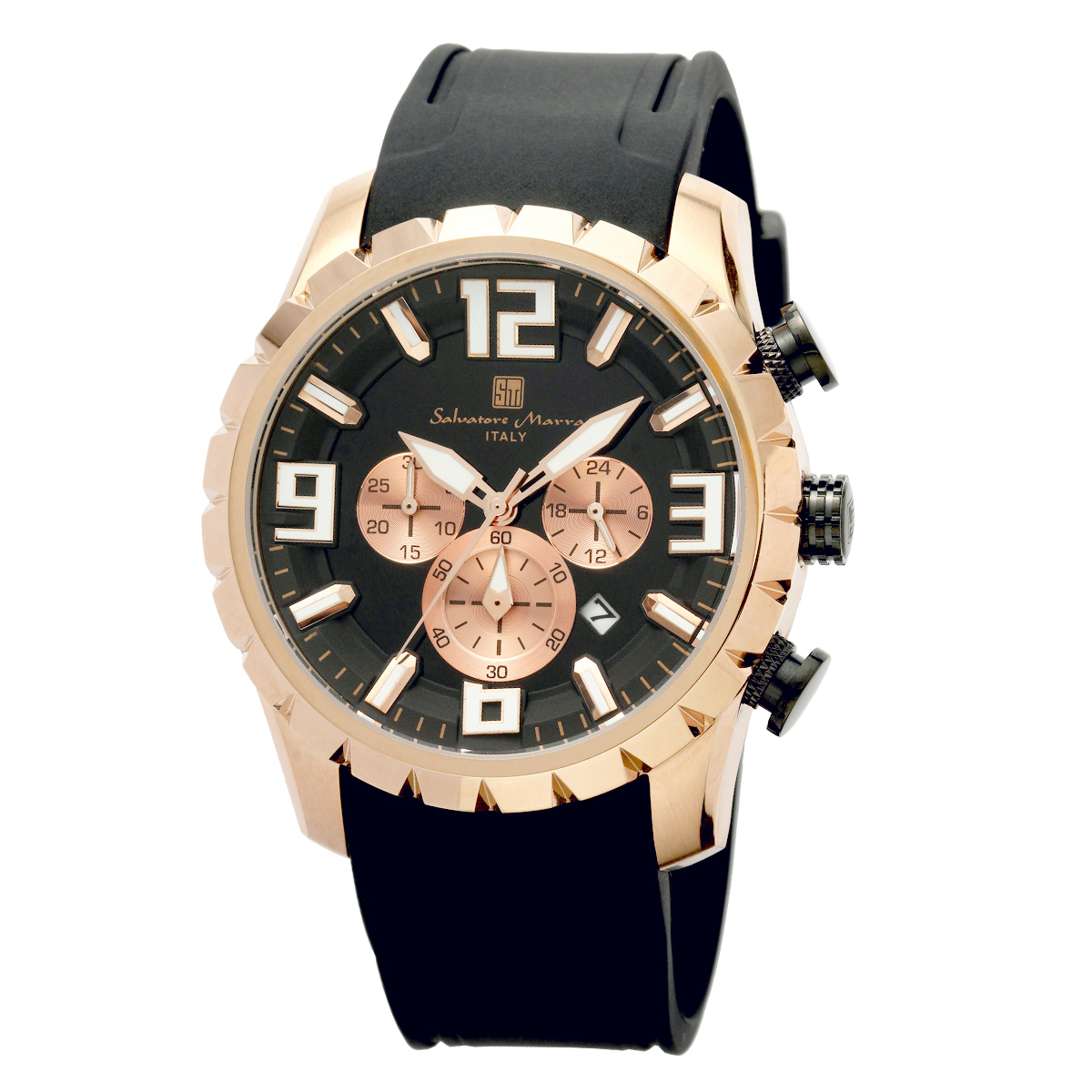 サルバトーレマーラ Salavatore Marra 腕時計 SM22111 PGBKBK クロノグラフ マルチファンクション クオーツ メンズ腕時計 ラバーベルト腕