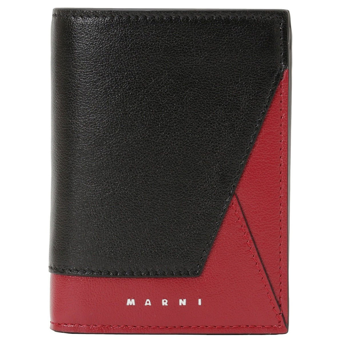 マルニ MARNI 二つ折り財布 PFMI0051U0 P2644 Z590N カラーブロック 小銭入れ付き ミニ財布 メンズ ブラック+レッドミニ財布 使いやすい