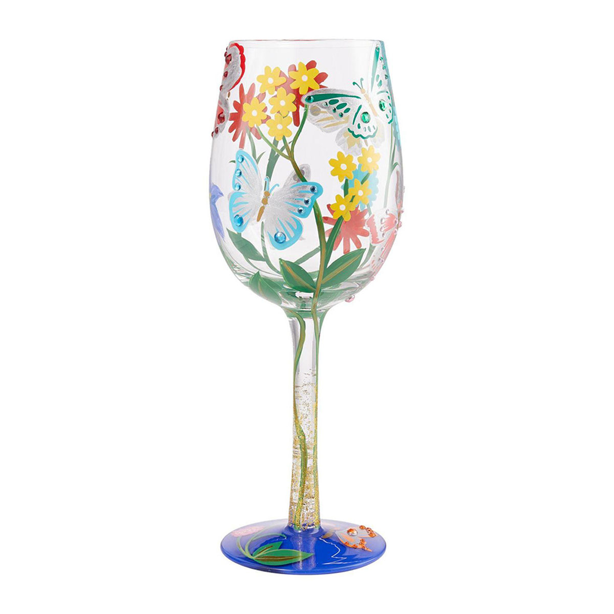 ロリータ LOLITA グラス ワイングラス 食器 コップ 6009219 Bejeweled Butterfly 宝石をちりばめた蝶 花 バタフライ マルチカラーブラン